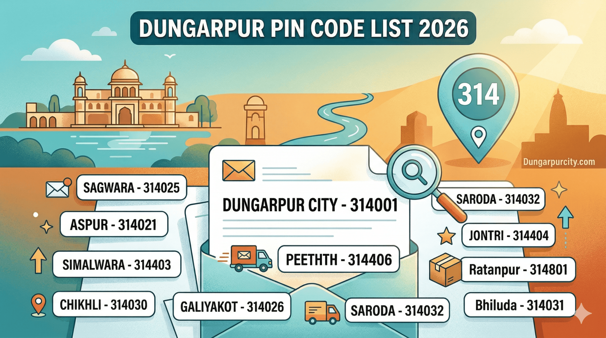 Dungarpur District Pin Code List 2026: जानिए डूंगरपुर के हर क्षेत्र का पिन कोड
